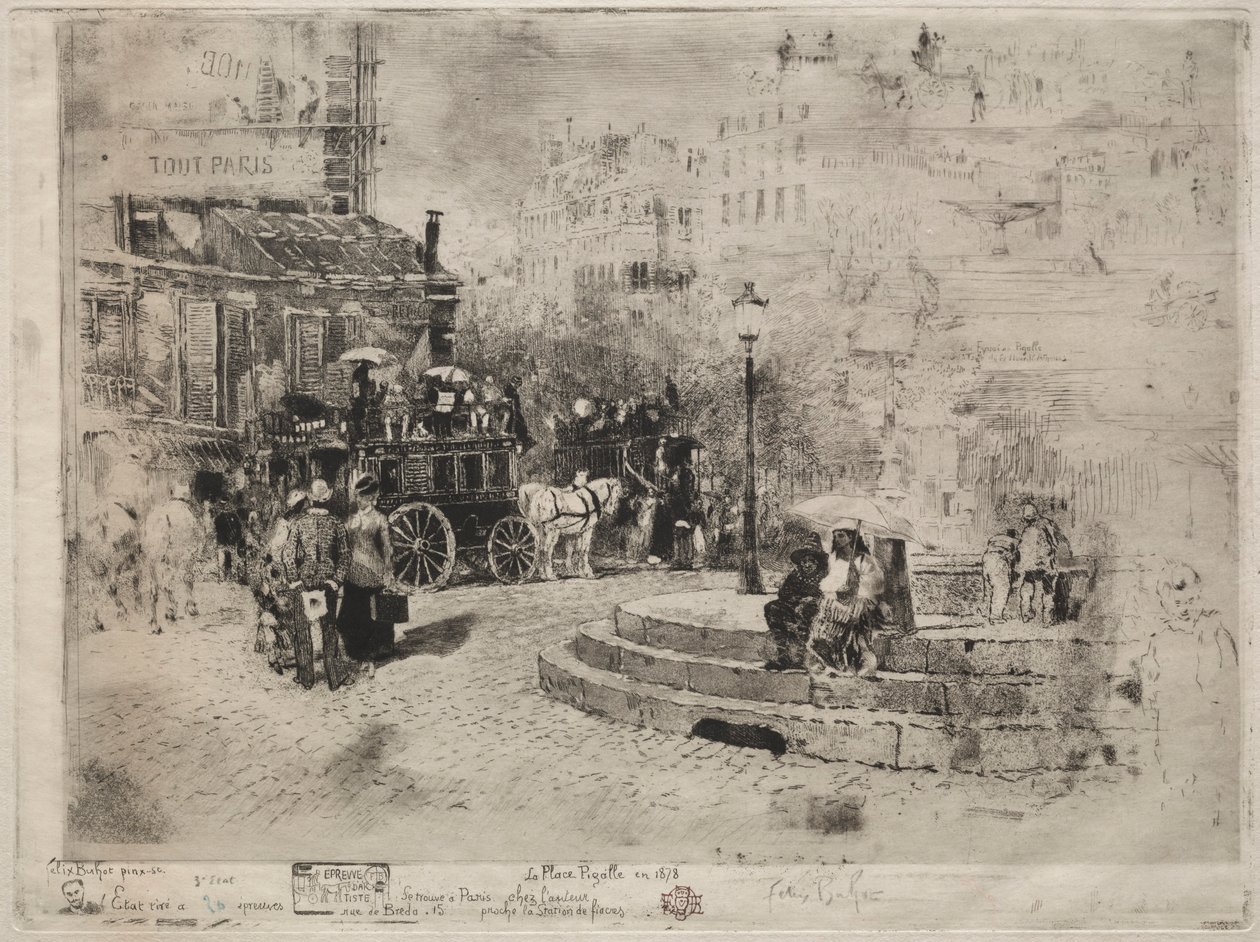 Place Pigalle v roce 1878, 1878. od Felix Hilaire Buhot