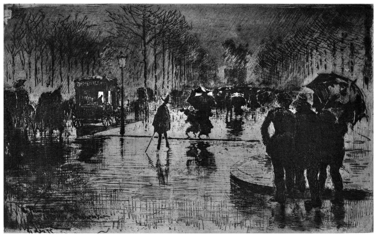 Retour des Champs-Elysees, c1870-1900 1924 od Felix Hilaire Buhot