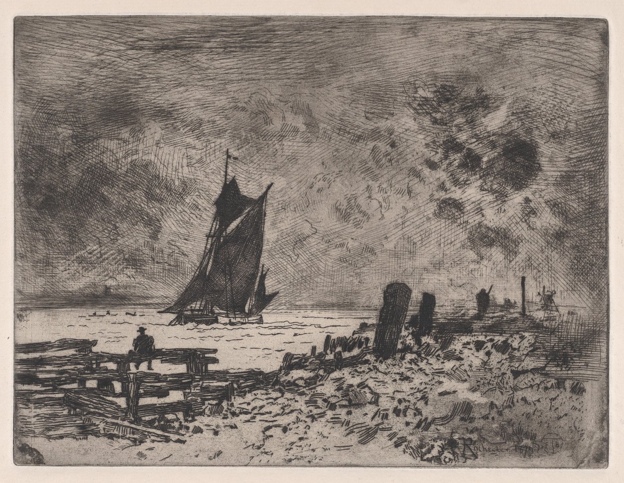 The Little Marine - Suvenýr z Medway, 1879. od Felix Hilaire Buhot
