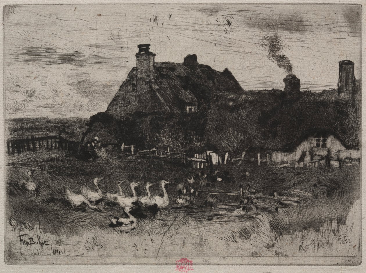 The Little Thatched Cottages, 1878. od Felix Hilaire Buhot