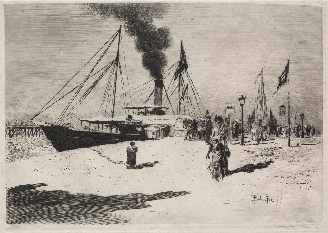 The Wharf v Trouville, 1877. od Felix Hilaire Buhot