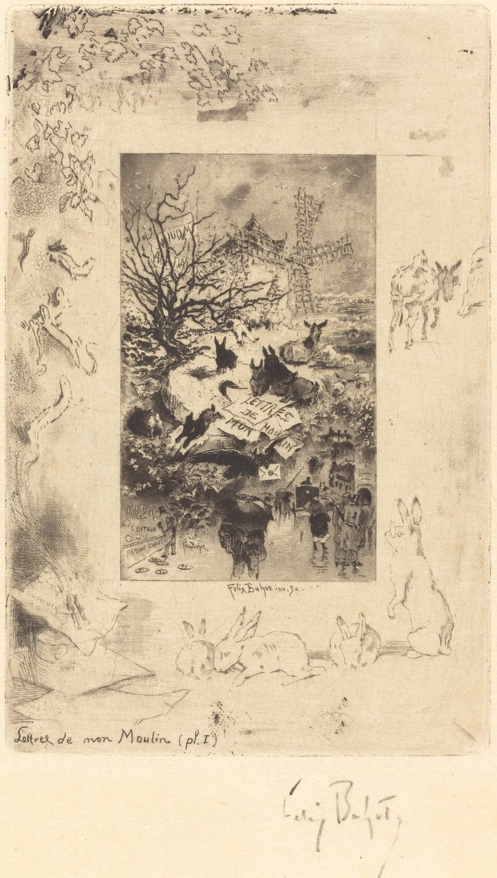 Titulní strana dopisů z mého mlýna, c. 1885. od Felix Hilaire Buhot