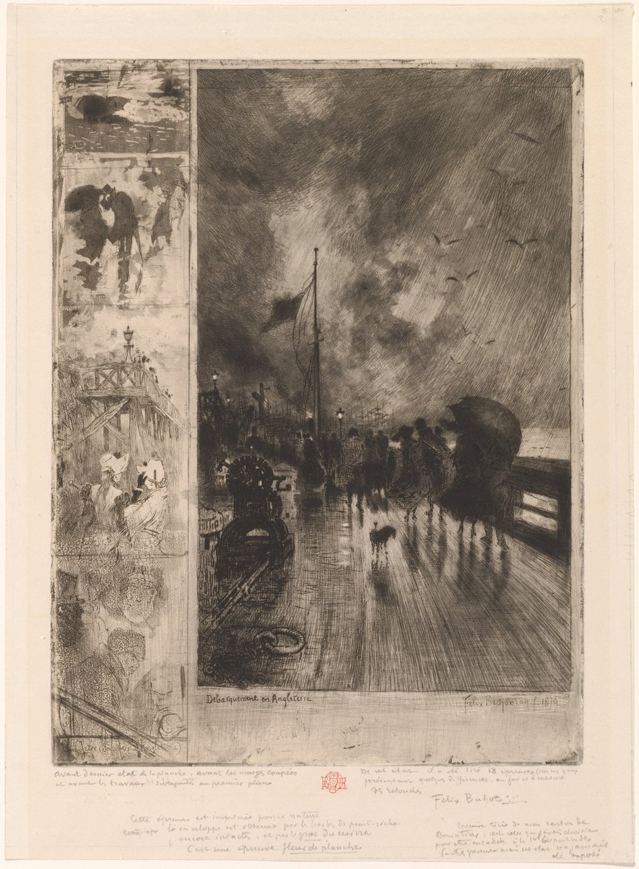 A Landing in England, Landing in England 1879. od Felix Hilaire Buhot