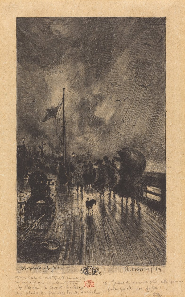 A Landing in England Landing in England, 1879. od Felix Hilaire Buhot