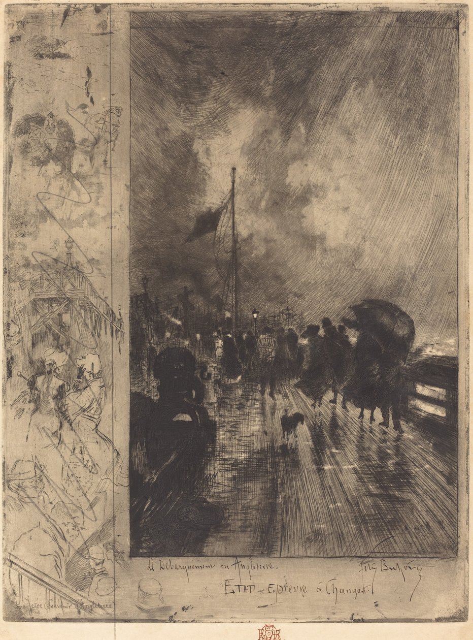 A Landing in England Landing in England, 1879. od Felix Hilaire Buhot