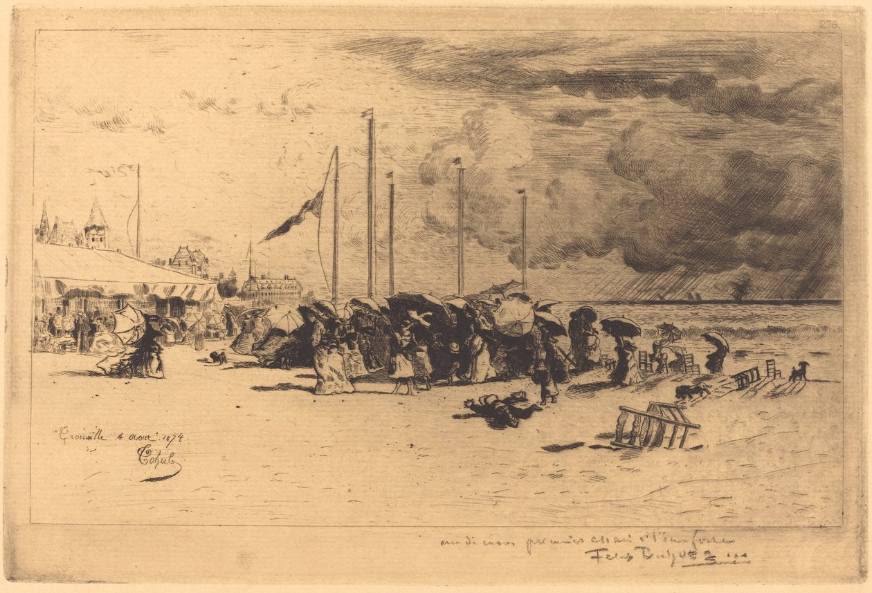 Bouře v Trouville od Felix Hilaire Buhot