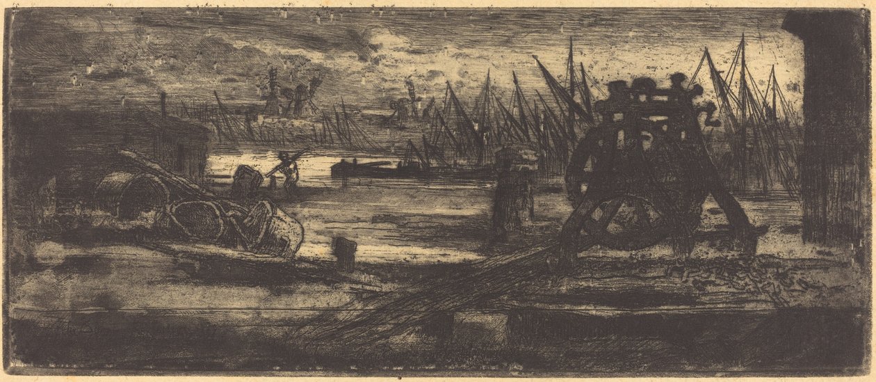 Old Dock-yard v Rochesteru od Felix Hilaire Buhot