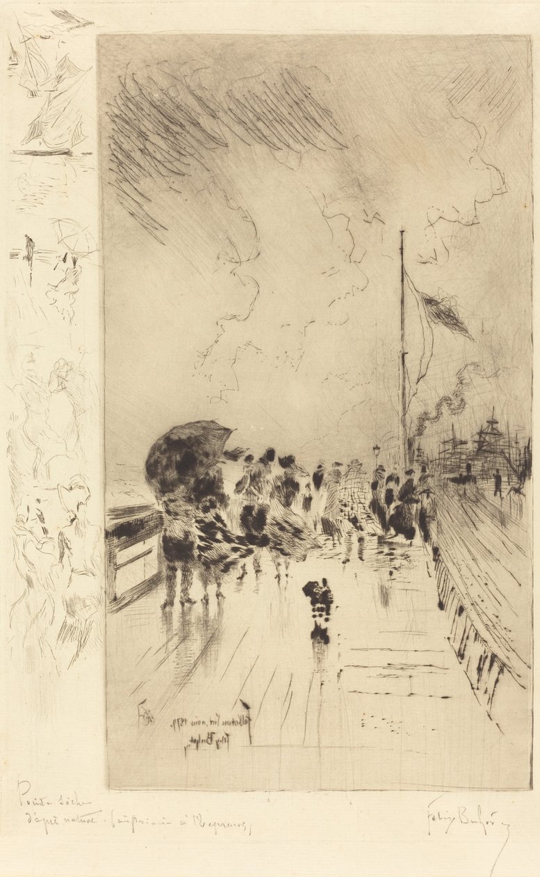 Molo v Anglii, 1879. od Felix Hilaire Buhot