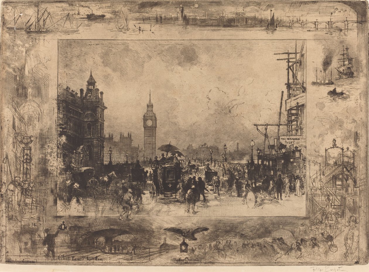 Westminsterský most od Felix Hilaire Buhot