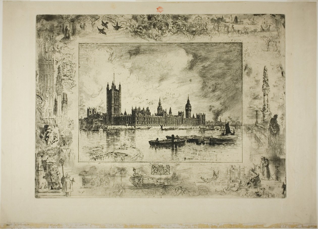 Westminsterský palác od Felix Hilaire Buhot