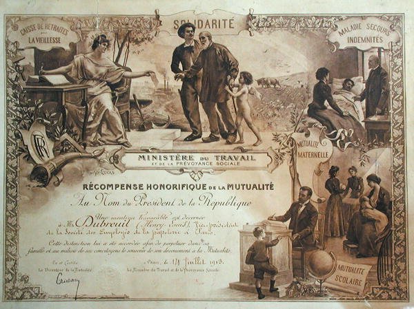 Čestné ocenění udělené ministrem práce Henrymu Dubreuilovi od Felix Hippolyte Lucas