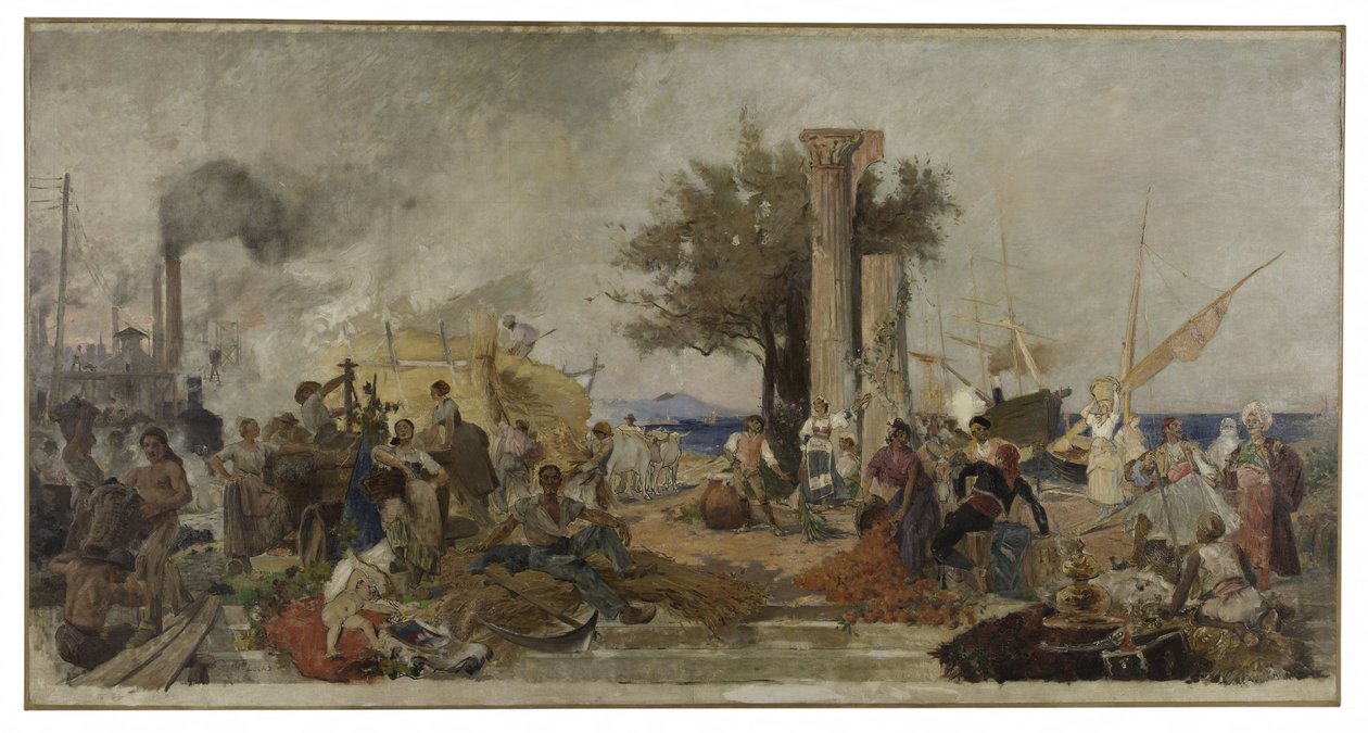 Náčrt kopule pařížské obchodní burzy: 1889 (olej na plátně). od Felix Hippolyte Lucas