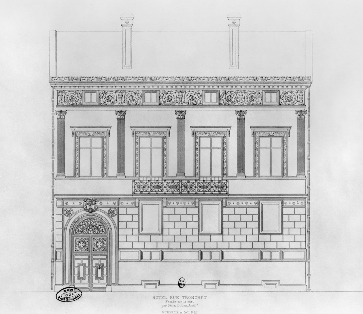 Hotel de Pourtales, fasáda, 1850 od Felix Louis Jacques Duban