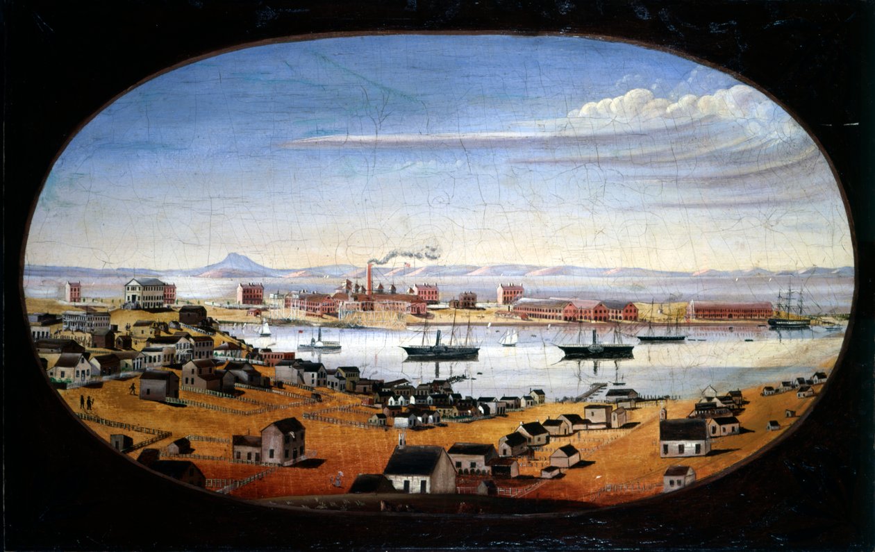 US Navy Yard, Mare Island, Kalifornie, kolem roku 1857 od Felix Mathews