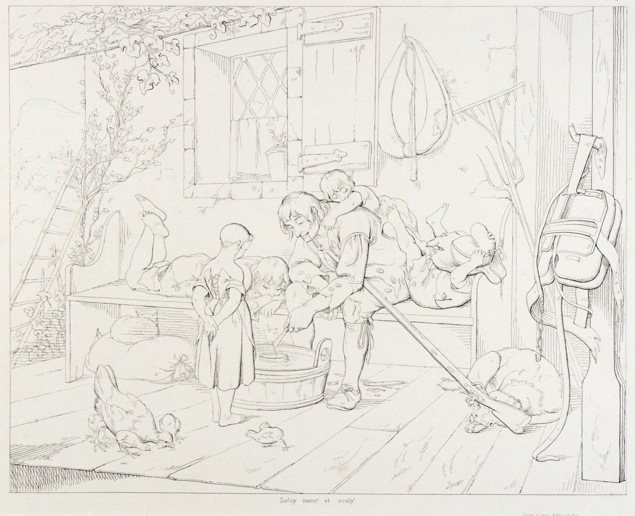 (Rip Van Winkle, ilustrace) Rip baví děti od Felix Octavius Carr Darley