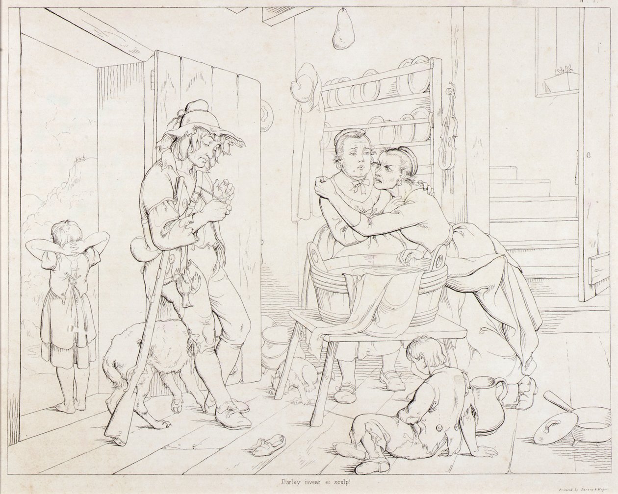 (Rip Van Winkle, ilustrace) Rip Nagged by His Wife od Felix Octavius Carr Darley