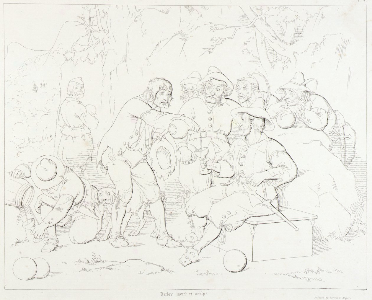 (Rip Van Winkle, ilustrace) Rip podává alkohol podivínům v horách od Felix Octavius Carr Darley