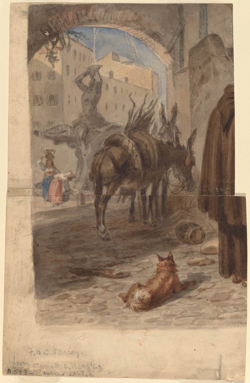Berniniho fontána, Řím [recto] od Felix Octavius Carr Darley
