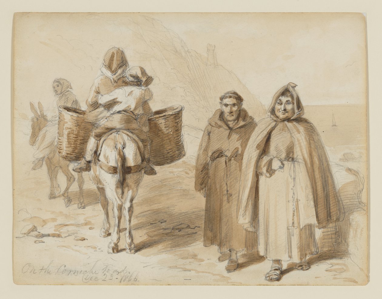 „Na silnici Corniche“, raný nápad pro „Skici ze zahraničí perem a tužkou“ od Felix Octavius Carr Darley