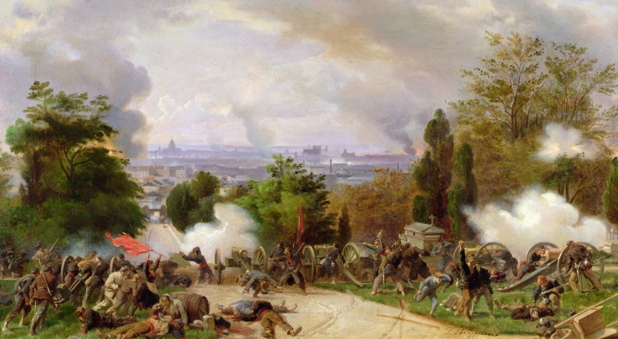Boje na hřbitově Pere Lachaise v roce 1871 (olej na plátně) od Felix Philippoteaux