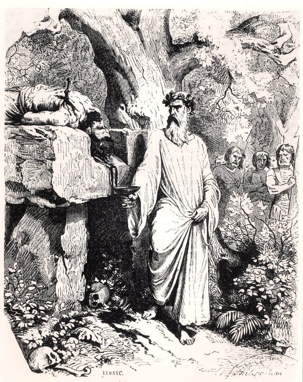 Lidská oběť od galského druida, z „Histoire de France“ od L. P. Anquetila, 1851 od Felix Philippoteaux