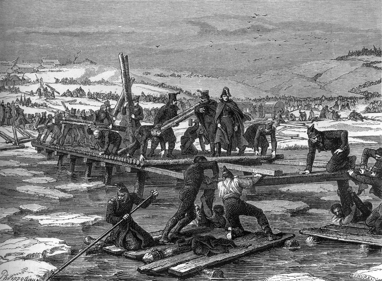 Pontonýři napoleonské armády při přechodu Bereziny od Felix Philippoteaux