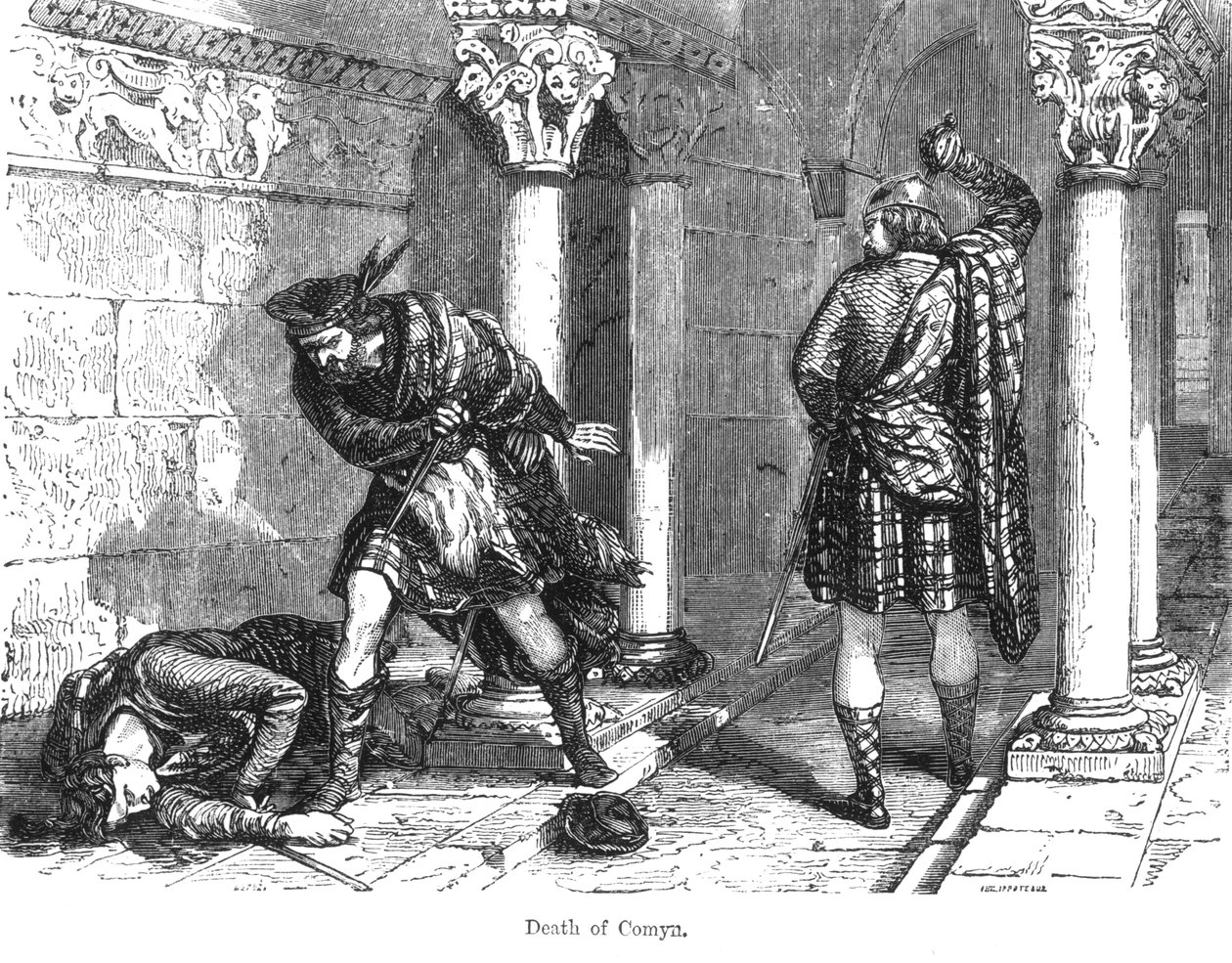Smrt Johna Comyna, mladšího († 1306) od Felix Philippoteaux