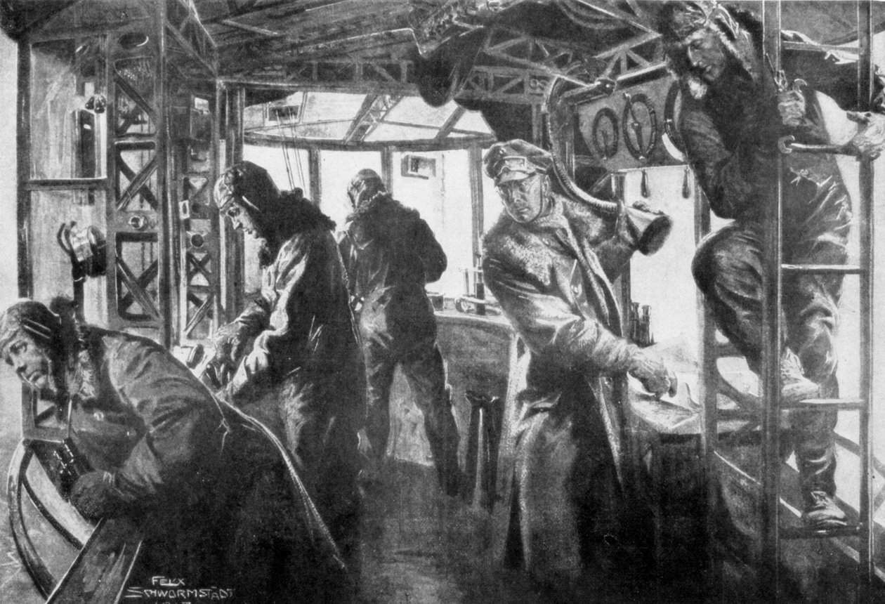 Velitelská oblast na palubě Zeppelinu, německá letecká flotila, první světová válka, 1917. od Felix Schwormstadt