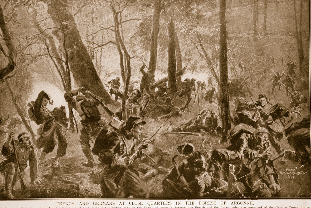 Francouzi a Němci v těsné blízkosti v lese Argonne, 1914-19 od Felix Schwormstadt