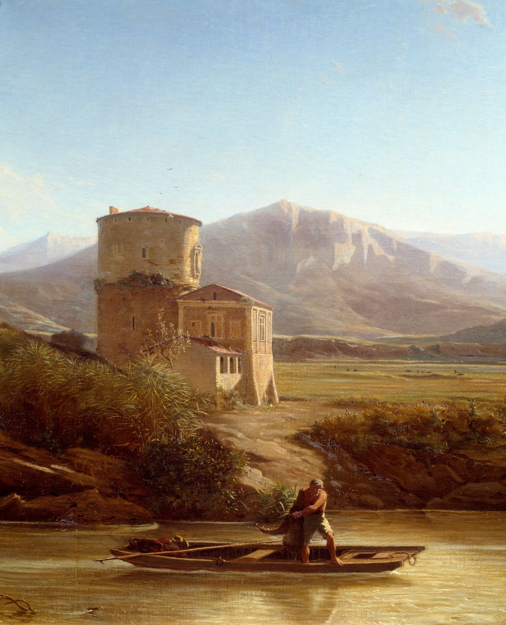 Rybář na břehu Tibery v Itálii Detail. Obraz Felixe Thomase (1815-1875) 1864 Nantes, Musee des Beaux Arts od Felix Thomas