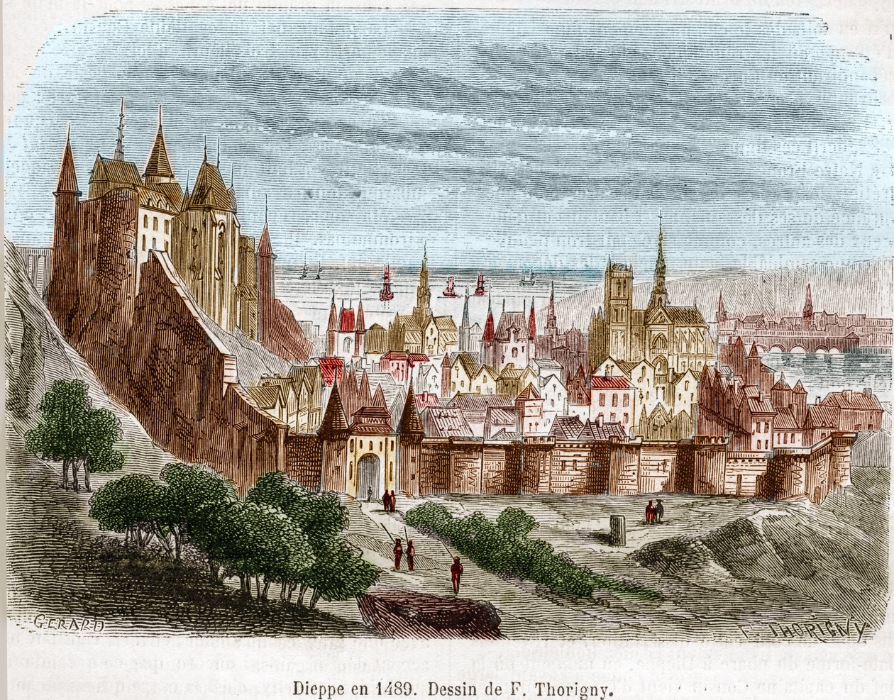 Město Dieppe s hradem (Seine Maritime) (76) v Normandii v roce 1489. od Felix Thorigny