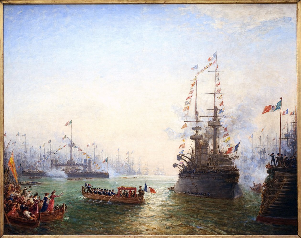 Toulon, návštěva prezidenta Emila Loubeta (1838-1929) ve francouzském a italském křídle v dubnu 1901. Obraz Felixe Ziema (1821-1911), olej na plátně od Félix Ziem