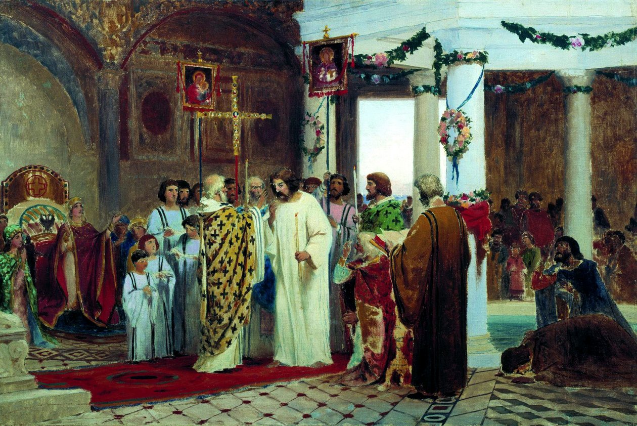 Křest velkého knížete Kyjeva Vladimíra Velikého v roce 987, 1883. od Feodor Andreyevich Bronnikov