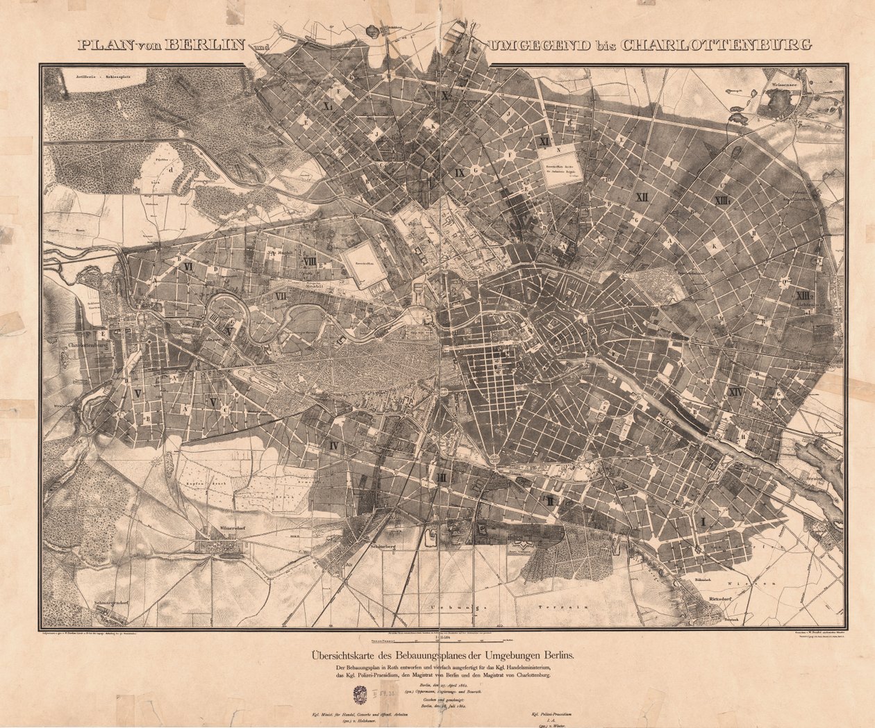 Přehledová mapa plánu rozvoje okolí Berlína. od Ferdinand Boehm