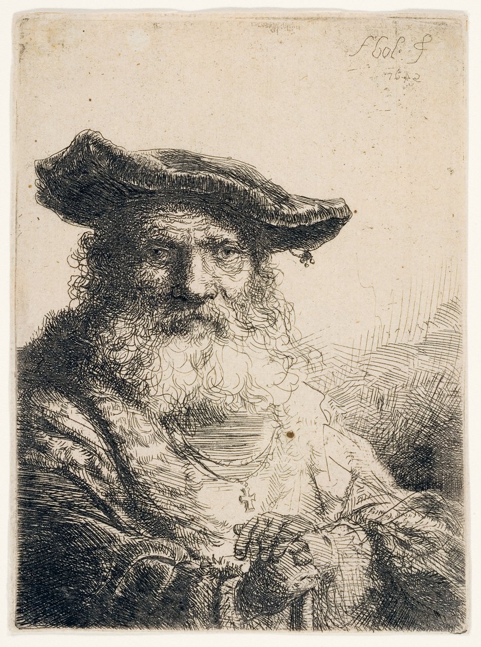 Starý muž s vlajícími vousy, 1642 od Ferdinand Bol