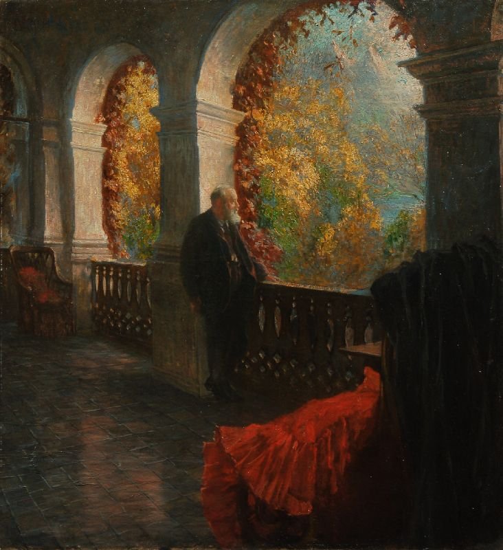 Chirurg Theodor Billroth na své terase v Sankt Gilgen Wolfgangsee od Ferdinand Dorsch