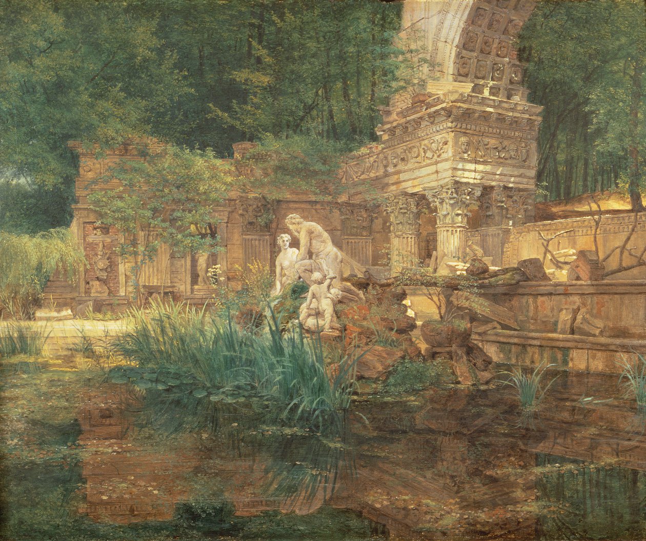 Římské ruiny v zahradách zámku Schonbrunn od Ferdinand Georg Waldmuller