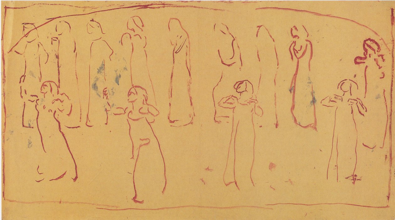 Třináct stojících oděných postav od Ferdinand Hodler