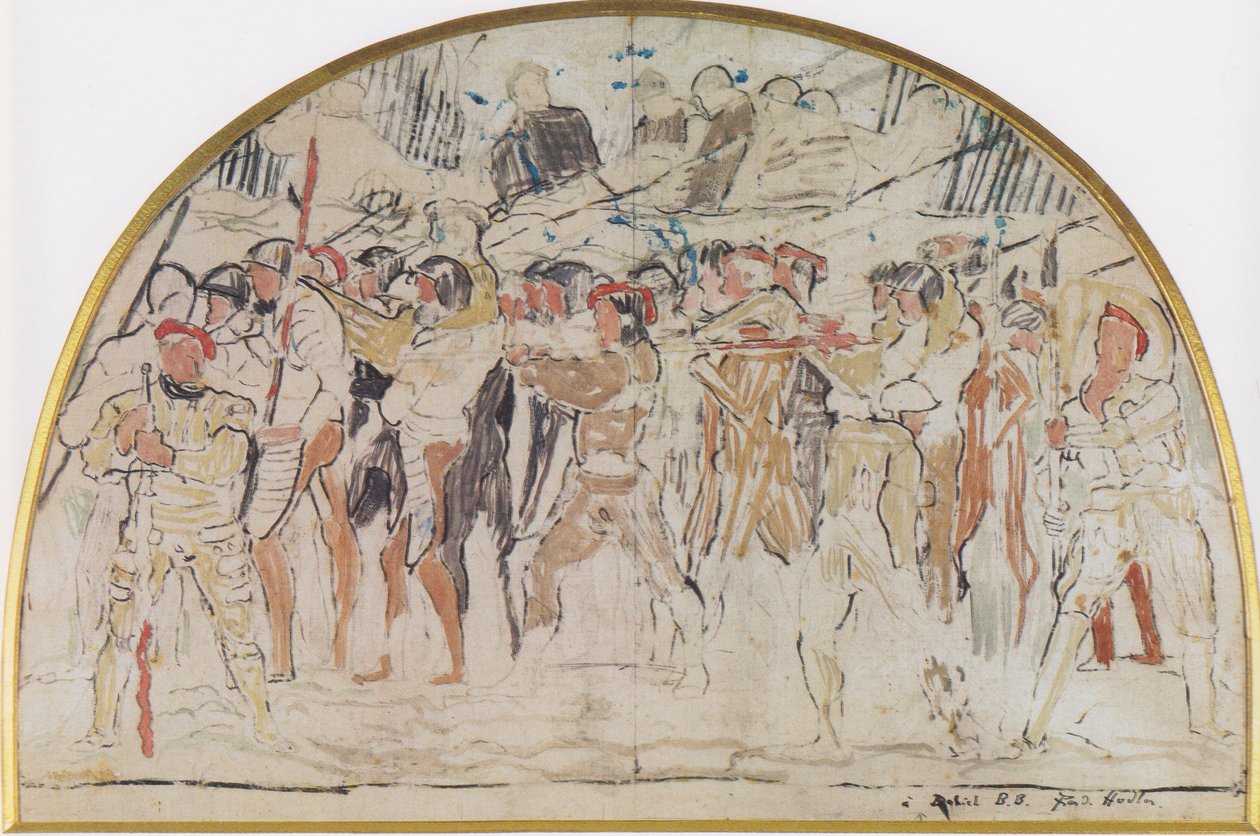 Studie složení pro ústup z Marignana od Ferdinand Hodler