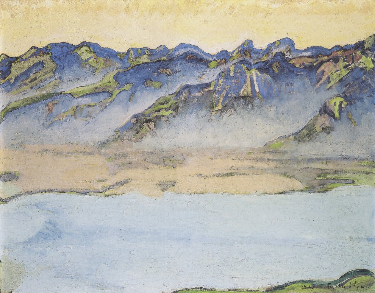 Stoupající mlha nad Savojskými Alpami od Ferdinand Hodler