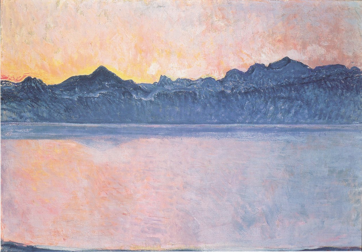 Ženevské jezero s Mont-Blancem v ranním světle od Ferdinand Hodler