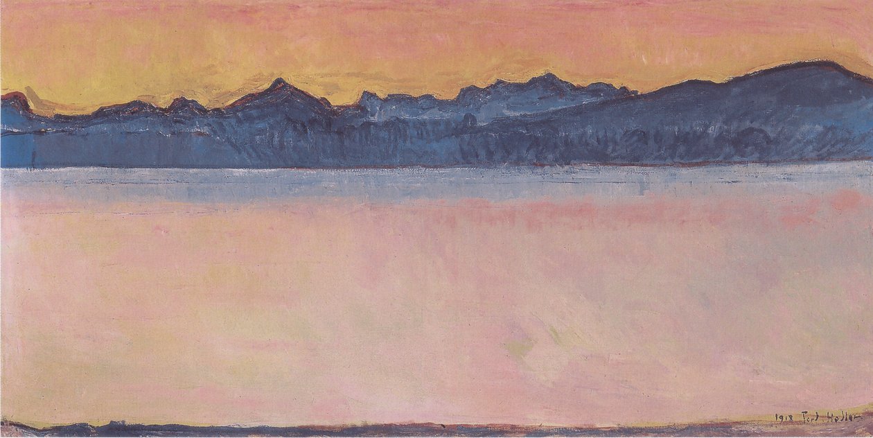 Ženevské jezero s Mont-Blanc za úsvitu od Ferdinand Hodler