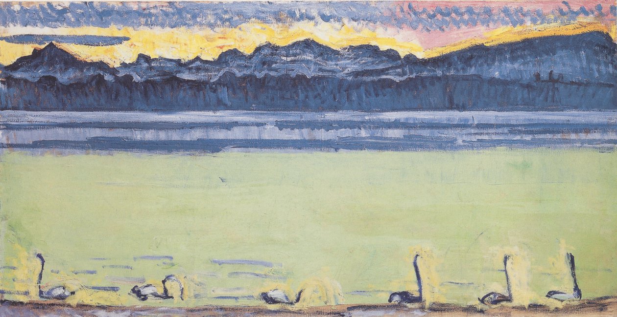Ženevské jezero s Mont-Blanc za úsvitu od Ferdinand Hodler