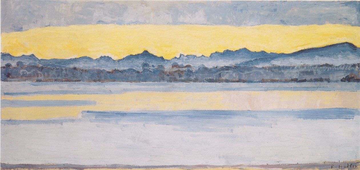 Ženevské jezero s Mont-Blanc za úsvitu 1 od Ferdinand Hodler