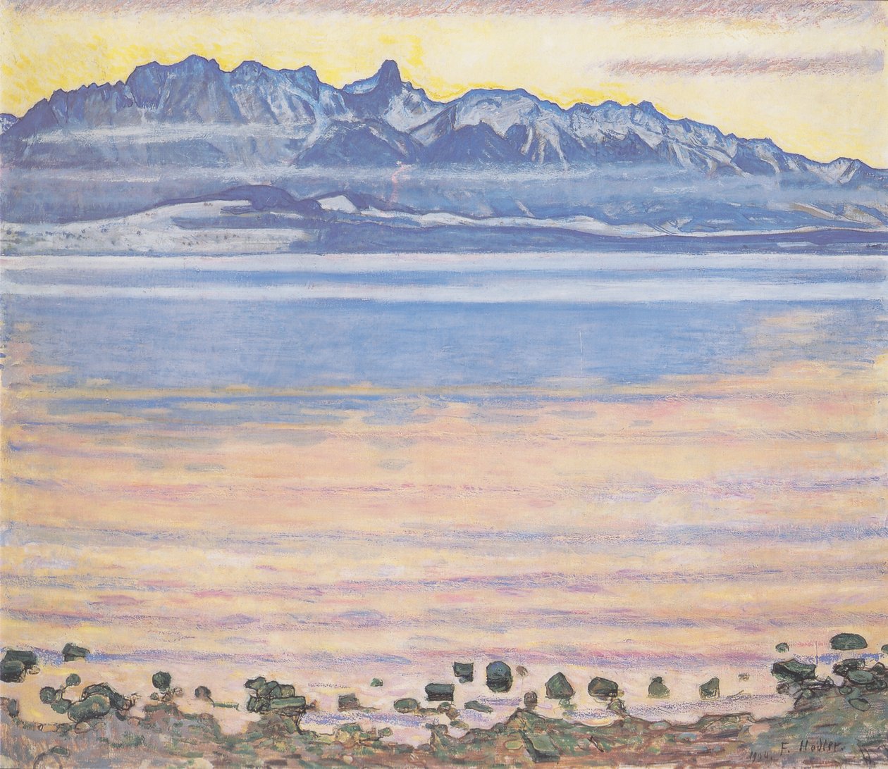 Thunské jezero s řetězcem Stockhorn od Ferdinand Hodler