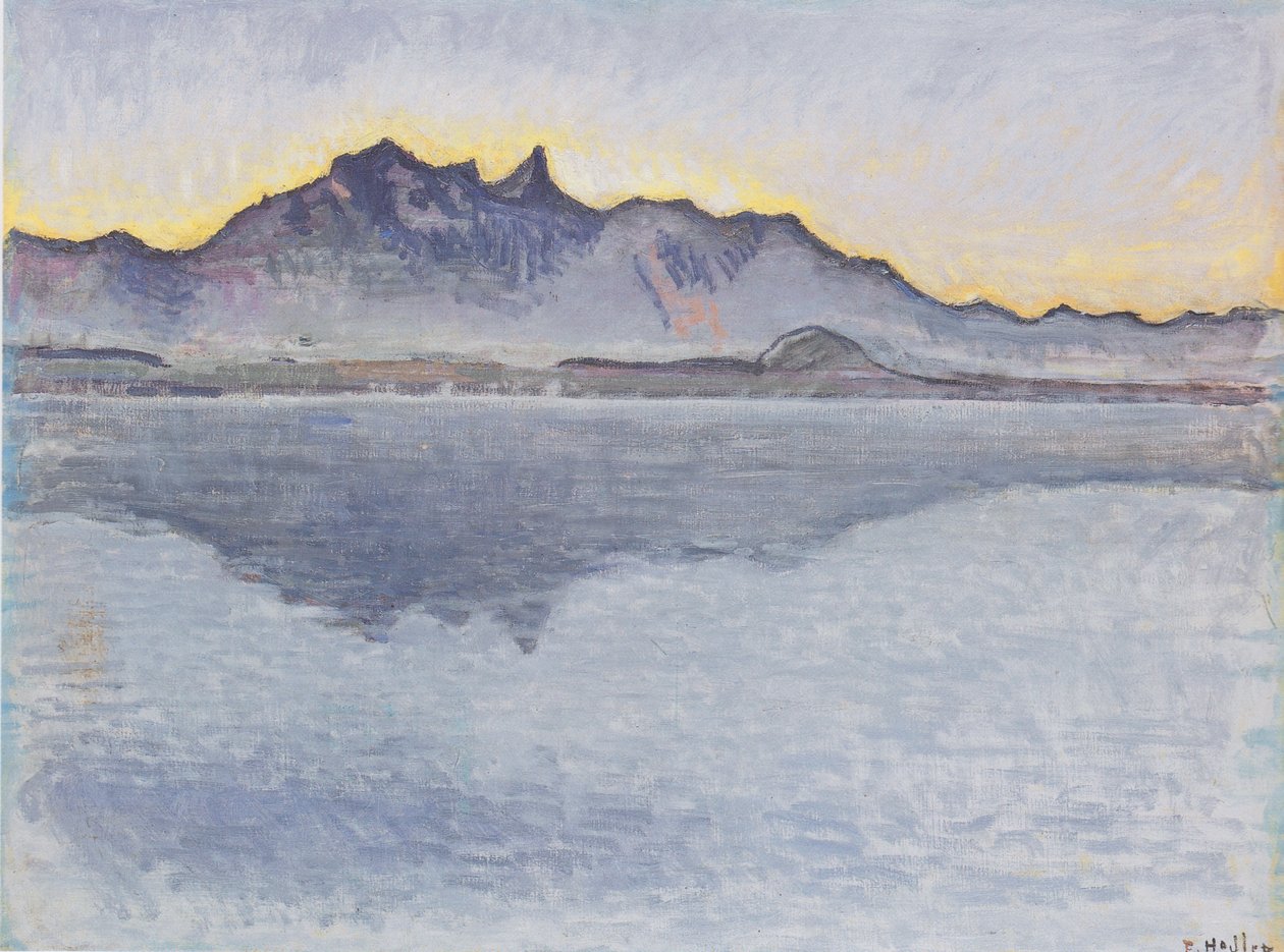 Večer jezero Thun s řetězcem Stockhorn od Ferdinand Hodler