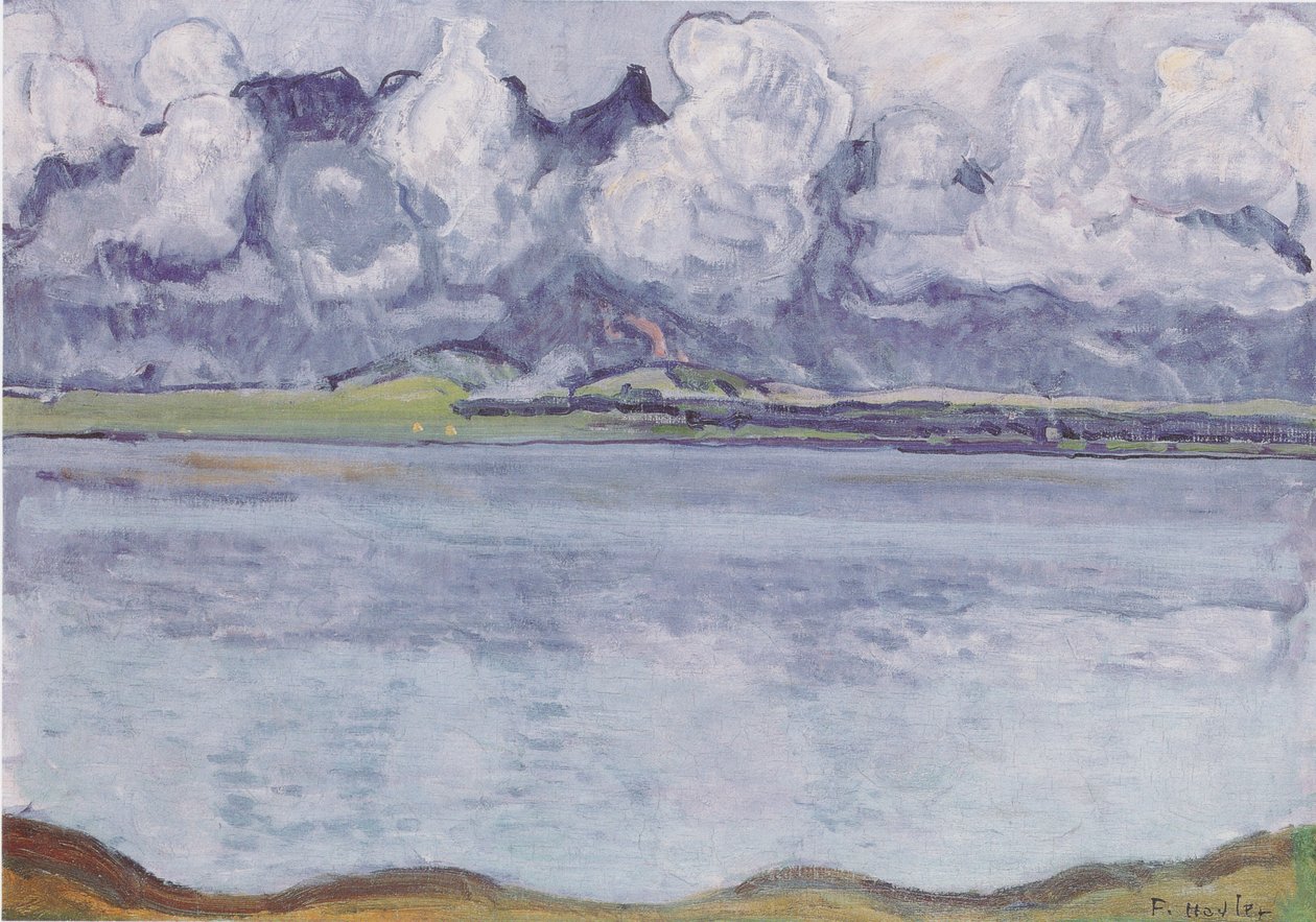 Thunské jezero s řetězcem Stockhorn v oblacích od Ferdinand Hodler