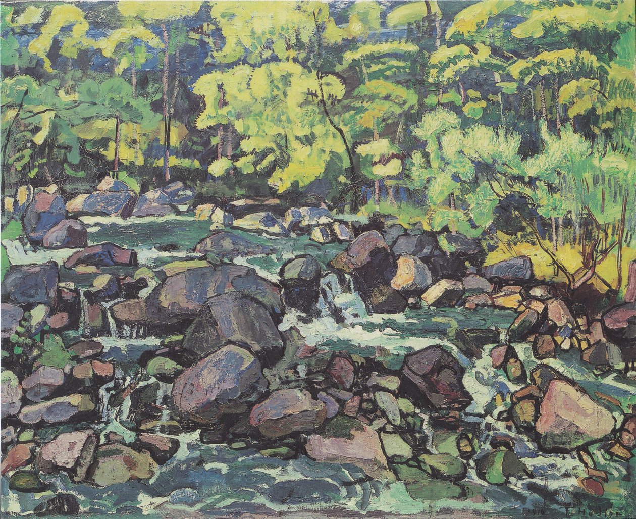 Waldbach u Champéry od Ferdinand Hodler