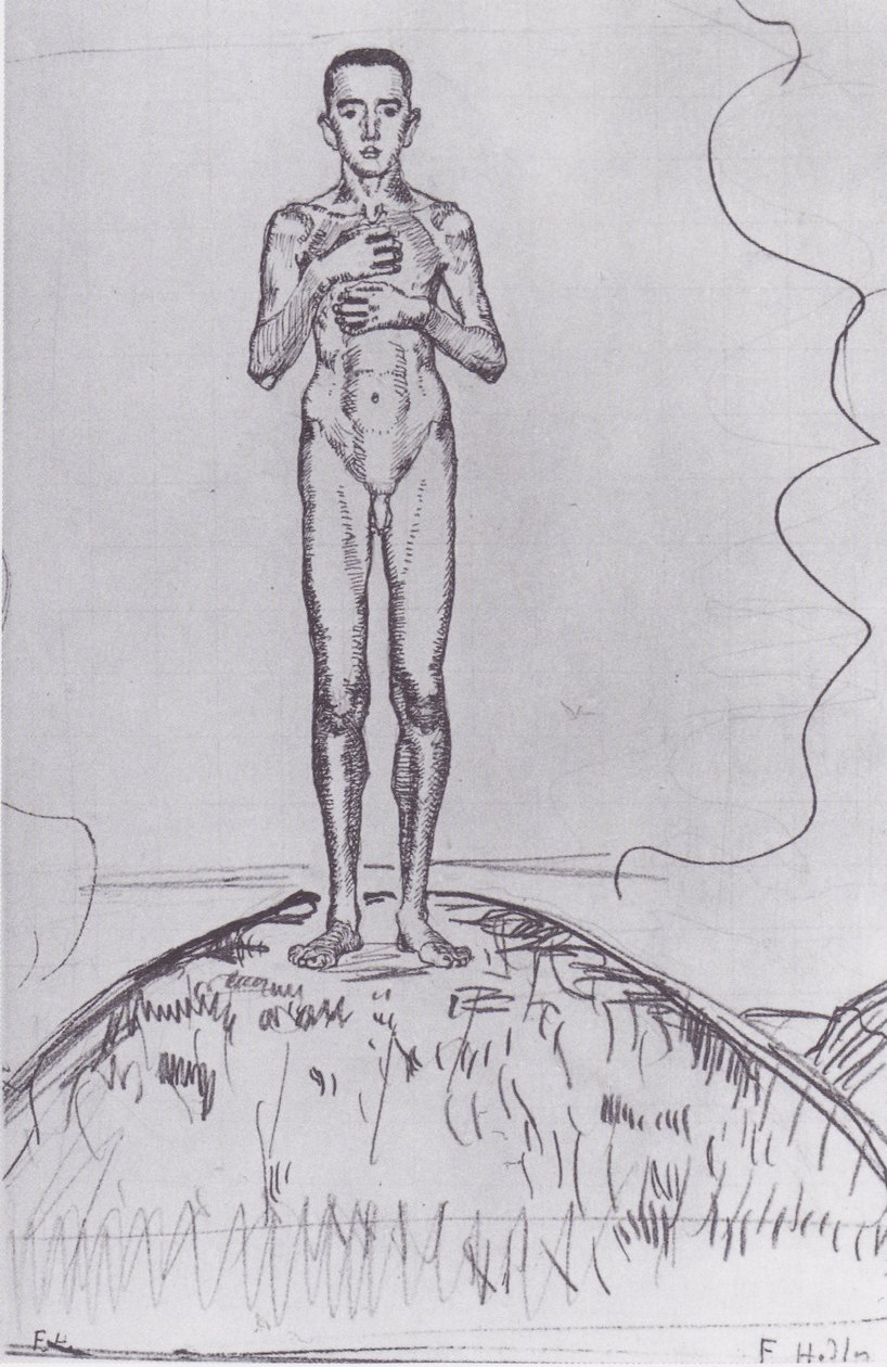Mladý muž stojící na kopci od Ferdinand Hodler