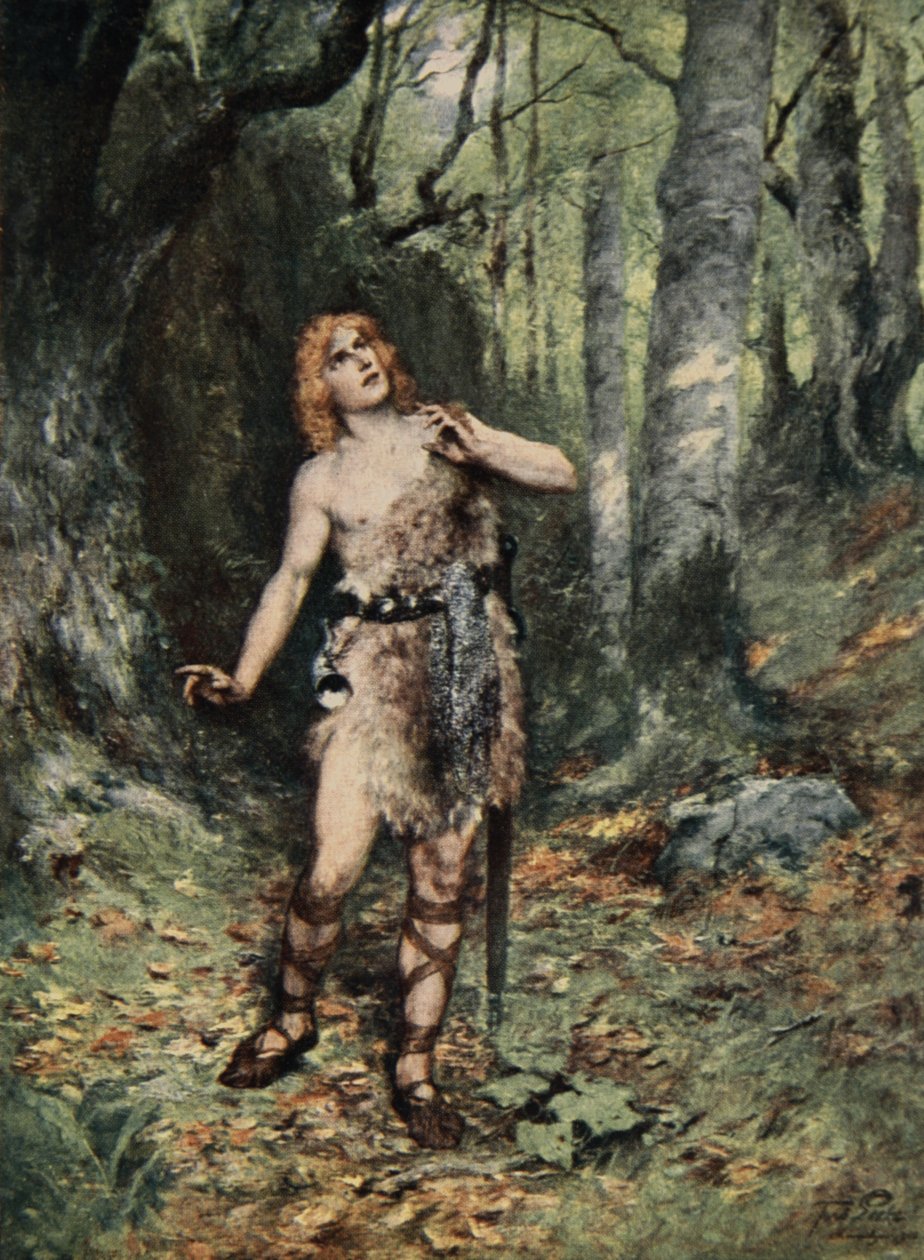 Pak mu v tichu zazpíval pták, z knihy J. Walkera McSpaddena (1874-1960) "Příběhy Wagnerových oper", 1905. od Ferdinand Leeke